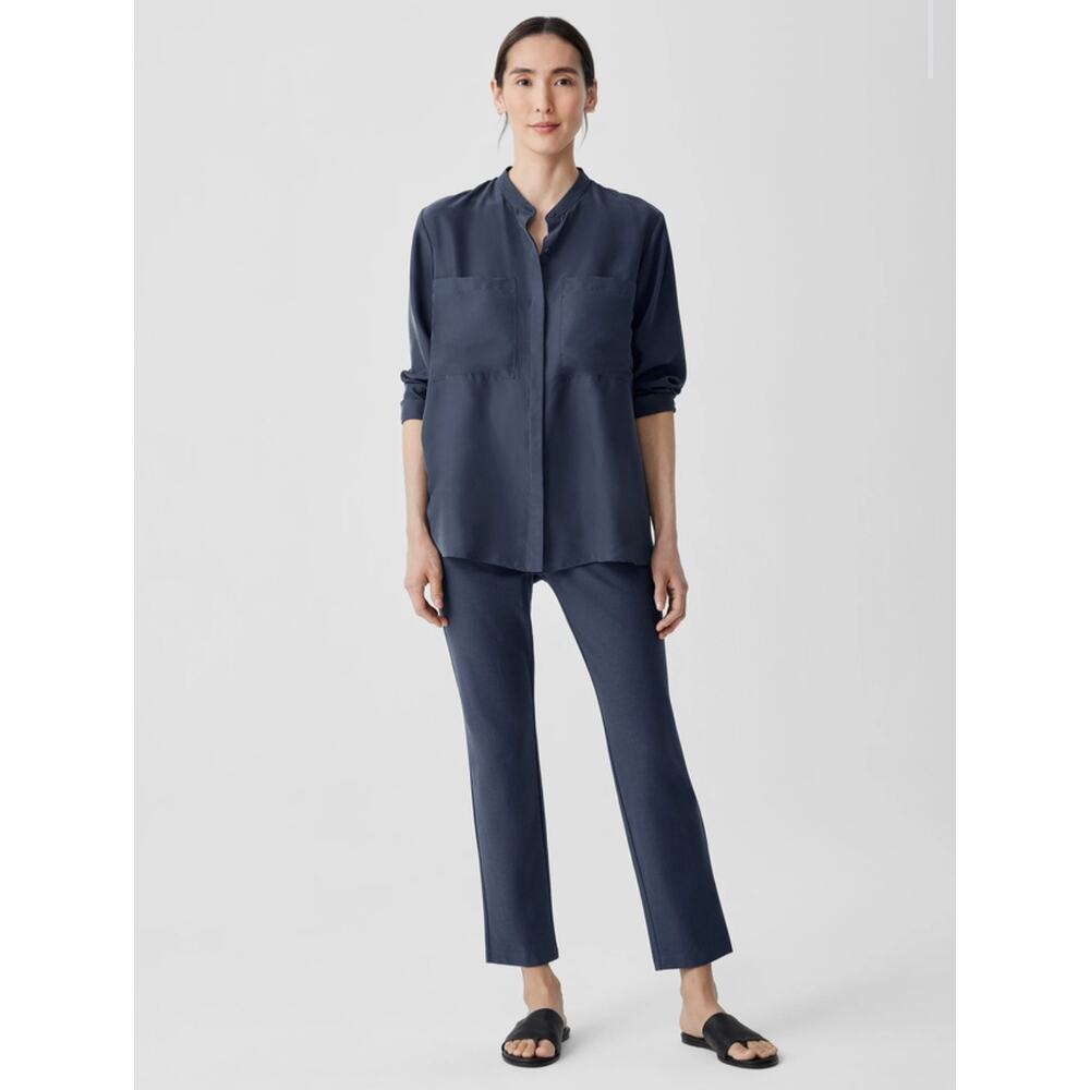Eileen Fisher Women's Navy Washable Stretch Crepe Pant Ankle Length Size X-Small